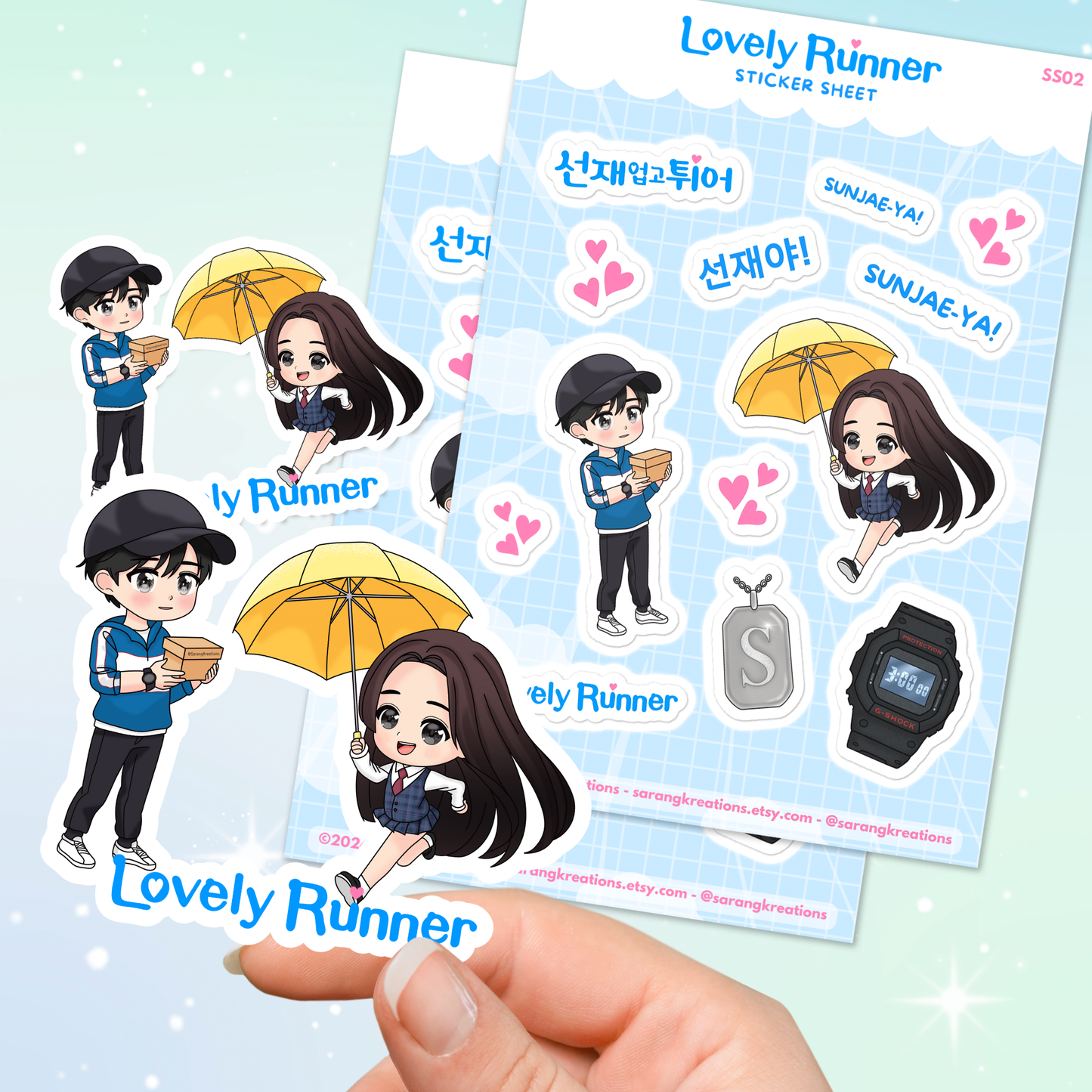 Lovely Runner Sticker, K-Drama Sticker Sheet, Cute Sol and Sun Jae Stickers