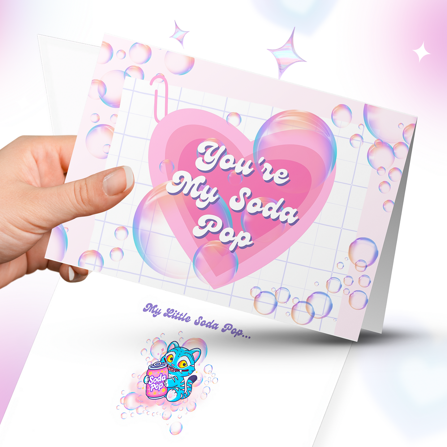 You’re My Soda Pop Greeting Card, Cute Demon Tiger Inside, 5x7 Greeting Card with Envelope