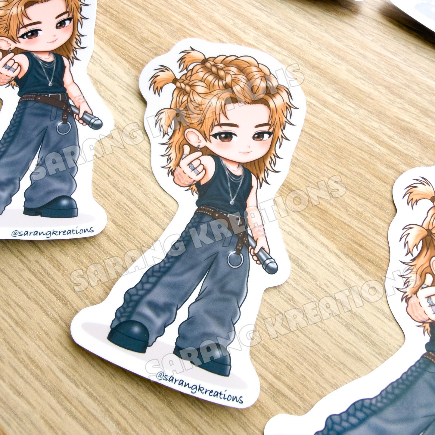 Braided Jimin Sticker - Vegas D1 Look Vinyl Glossy Laminated Finish