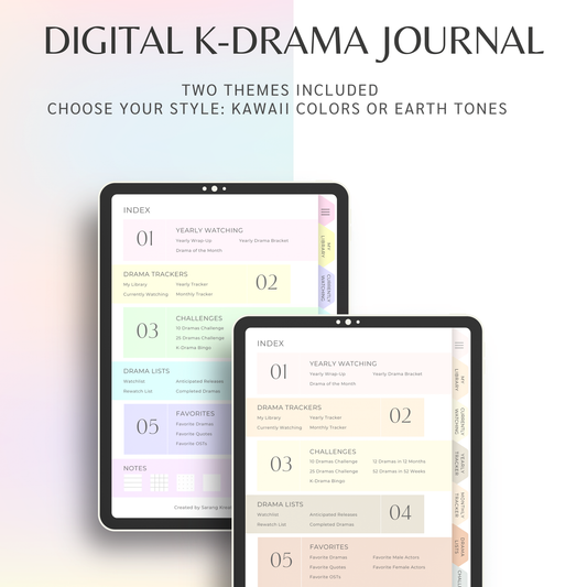 Digital K-Drama Journal, K-Drama Tracker, Korean Drama Planner, Kdrama Tracker, Korean Drama Planner Log, Goodnotes and Notability Journal