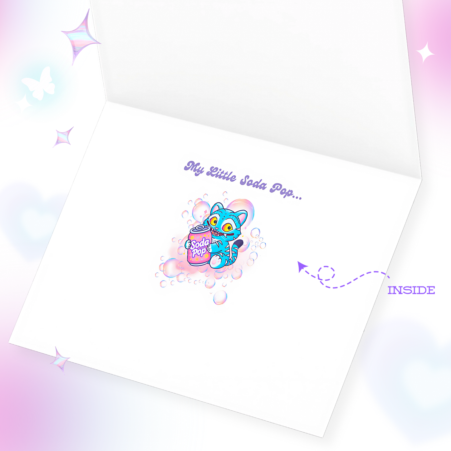You’re My Soda Pop Greeting Card, Cute Demon Tiger Inside, 5x7 Greeting Card with Envelope