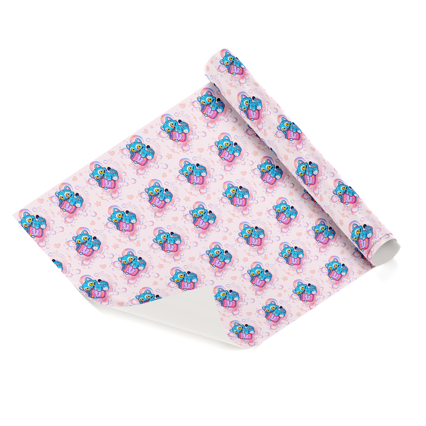 Kpop Demon Tiger Soda Pop Gift Wrap, Cute Pastel Tiger Gift Wrap for Kpop Fans