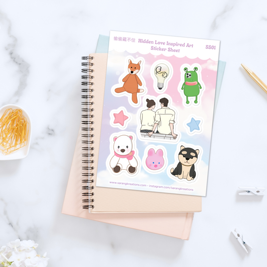 Hidden Love C-Drama Sticker Sheet, Sang Zhi and Duan Jia Xu, Perfect Gift for C-Drama Lovers