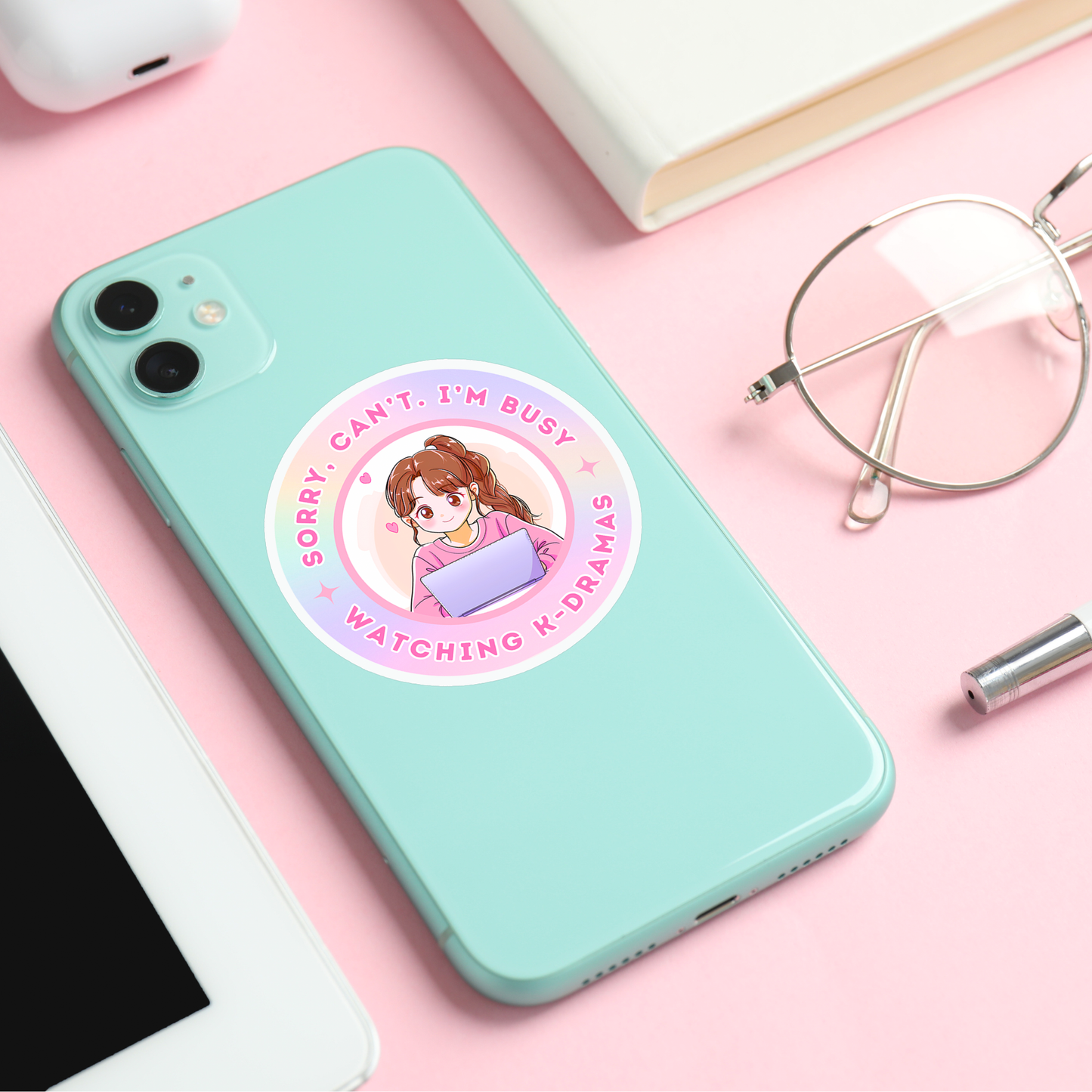K-Drama Sticker: Busy Watching K-Dramas