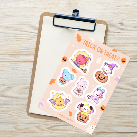 Halloween Bangtannies Sticker Sheet: Trick or Treat, Bangtan Stickers