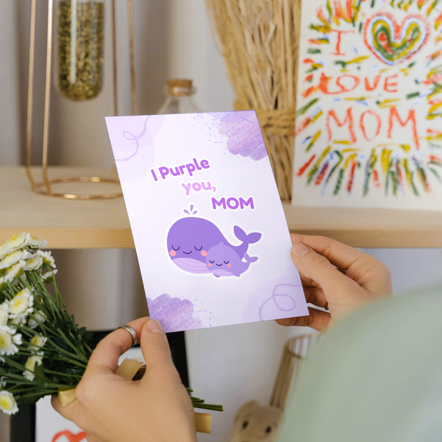 I Purple You Mom Card, 5x7 Greeting Card with Envelope, Kpop Army Gift, Greeting Card for Mothers