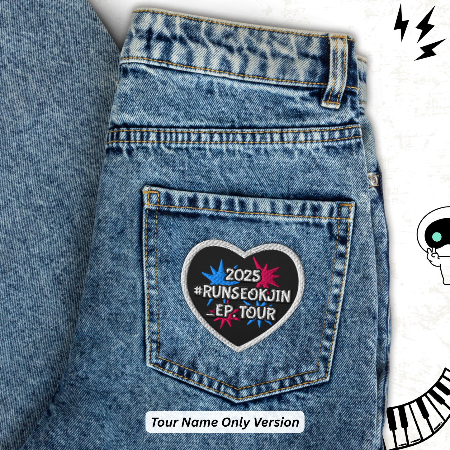 Jin #RunSeokjin _EP. Tour Patch - Multiple Options, Jin Concert Patch, Seokjin Embroidered Patch, Custom City