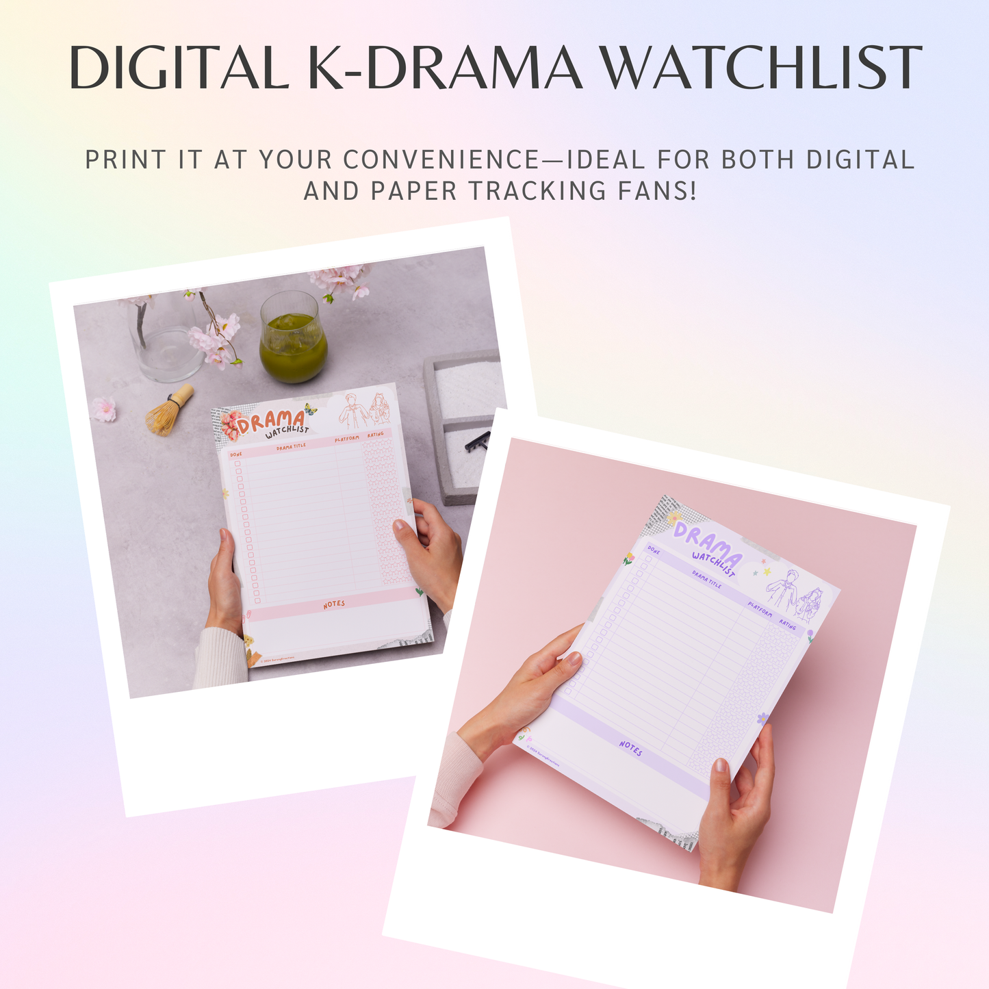 Digital K-Drama Watchlist, Printable Kdrama Watchlist, Korean Drama Checklist, Asian Drama Planner, Goodnotes and Notability Tracker