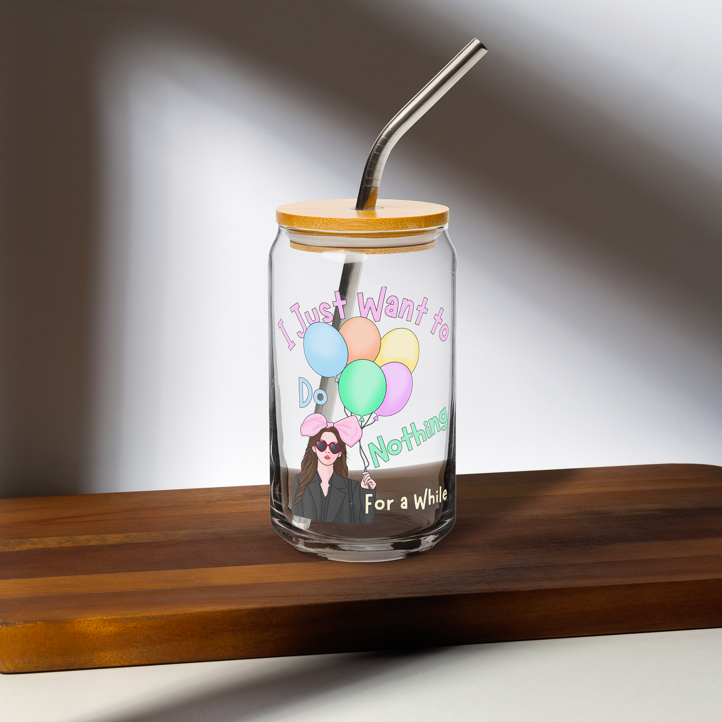 Love Next Door Kdrama Glass Cup - 16oz with Lid and Straw