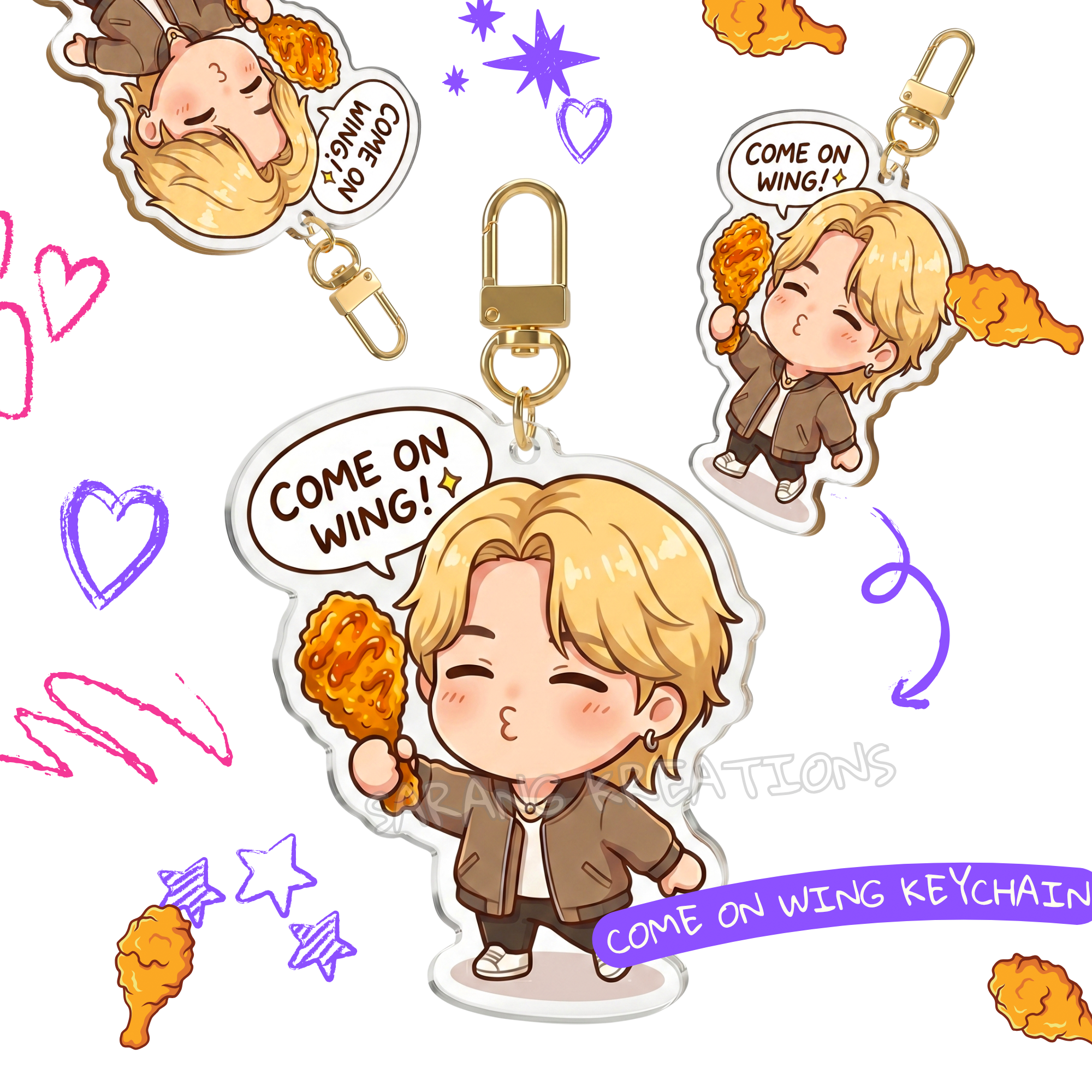 Jimin Come On Wing Acrylic Keychain – 3 inches – Sarang Kreations