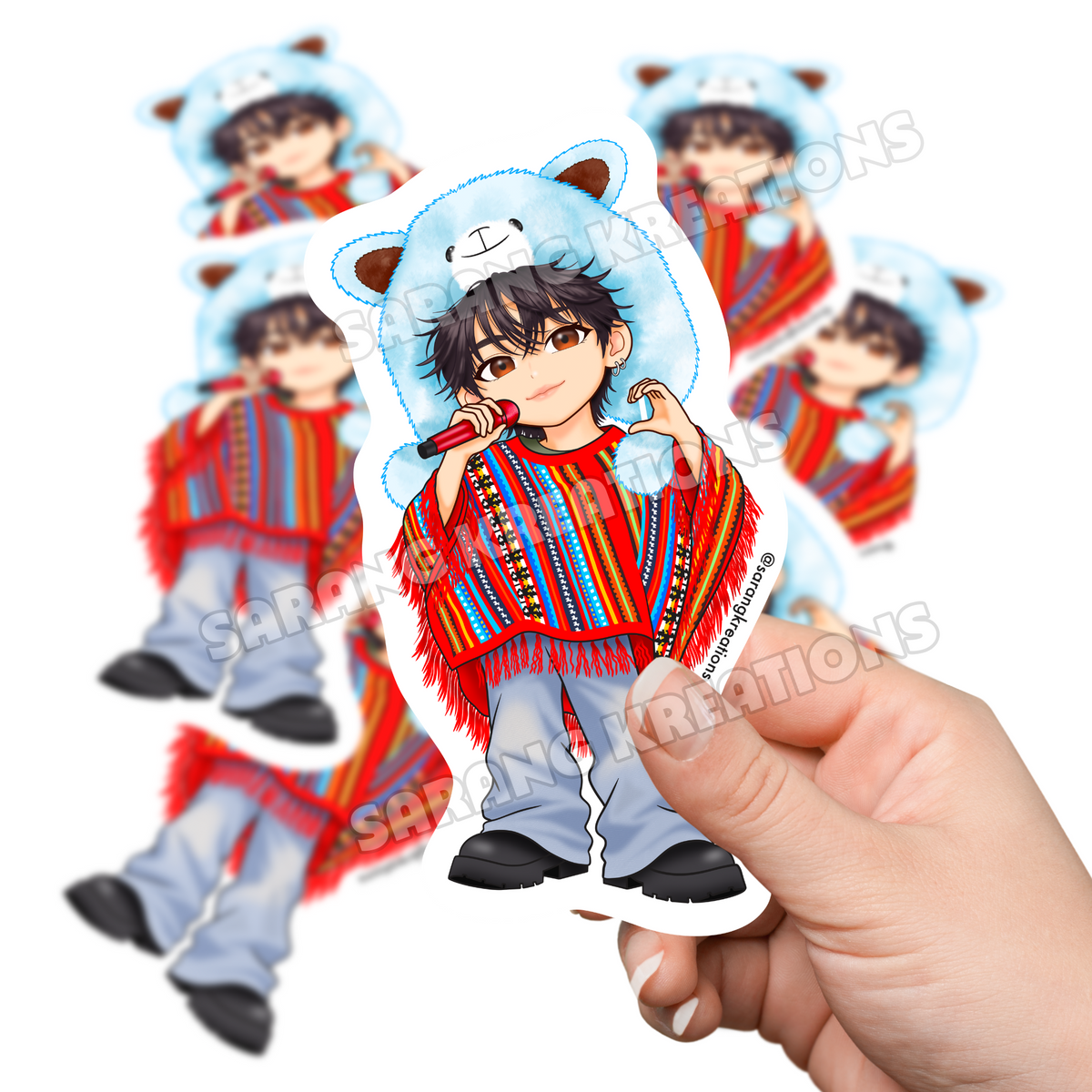 Tae Peru Art Print & Sticker – V Fluffy Hat Concert Moment in Lima