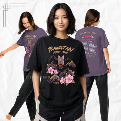 Arirang World Tour 2026 Shirt - OT7 K-pop Inspired Vintage Tee - Mugunghwa Heritage Flower Design - Comfort Colors Vintage T-Shirt - Tour Dates Back Print