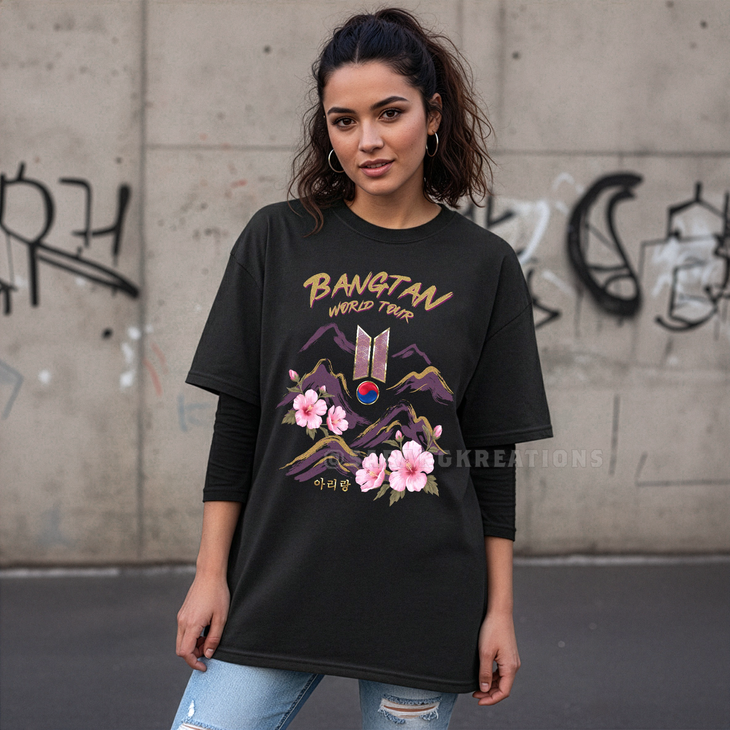 Arirang World Tour 2026 Shirt - OT7 K-pop Inspired Vintage Tee - Mugunghwa Heritage Flower Design - Comfort Colors Vintage T-Shirt - Tour Dates Back Print