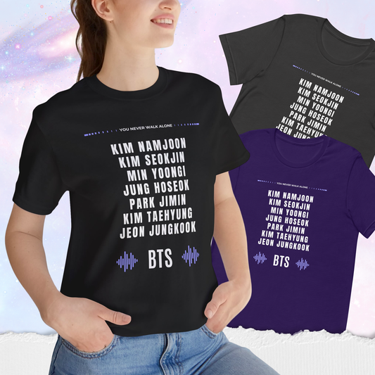 OT7 Fanchant Shirt – Lightweight Kpop Tee – Jinnie Yoongi Hobi Jiminie Taetae Kookie Joonie – K-Pop Fan Shirt
