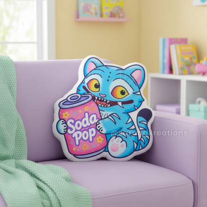 Kpop Demon Tiger Soda Pop Pillow, Custom Shaped Cushion, Kpop Gift for KPDH Fans, Plush Accent