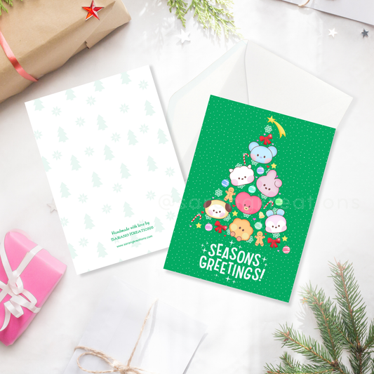 Bangtannies Christmas Greeting Card, 5x7 with Envelope, Kpop Army Gift