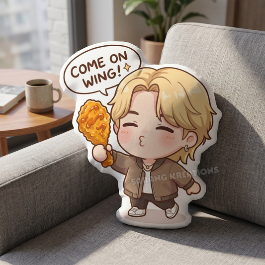 Come On Wing Pillow, Custom Shaped Cushion, Kpop Gift for Army, Plush Accent