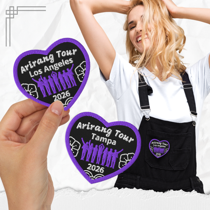 Arirang Tour K-Pop Embroidered Patch – ARMY Concert Iron-On / Sew-On Badge (City & Year Option)