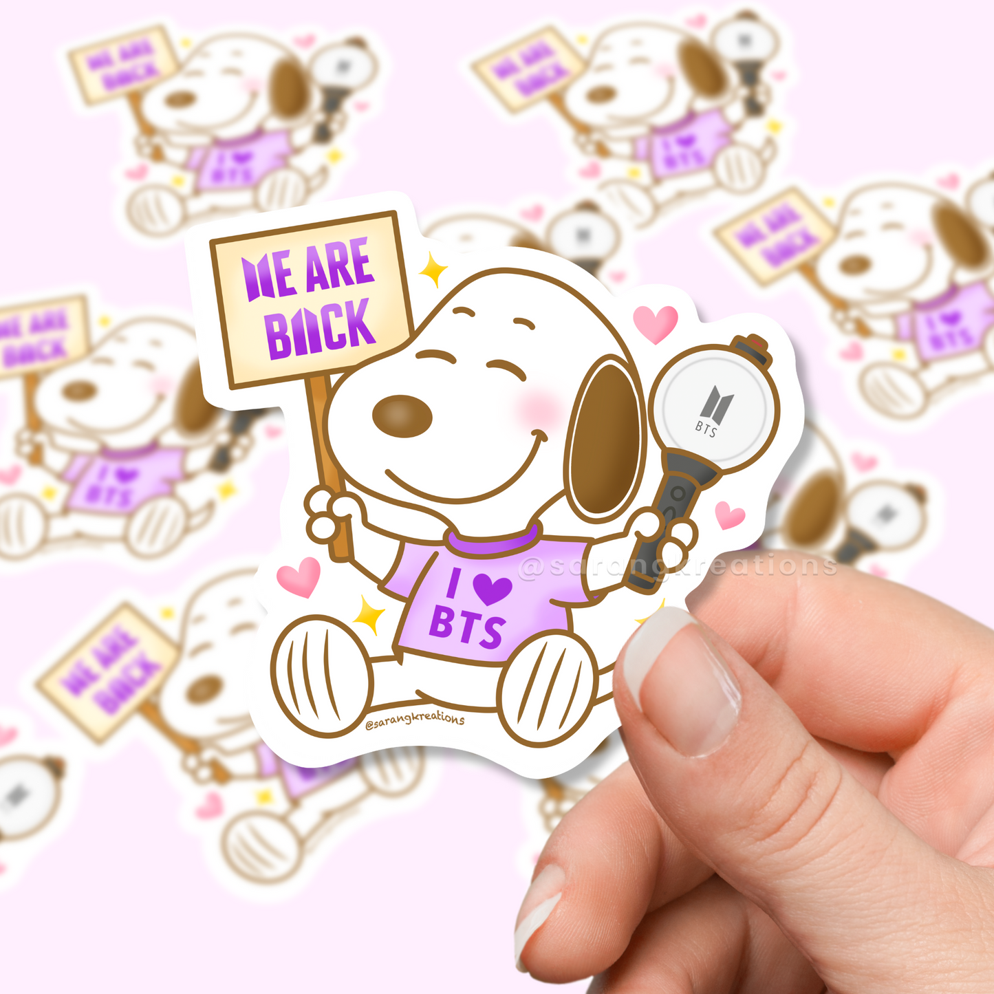 We Are Back Army Puppy Sticker – K-pop Inspired OT7 Comeback Sticker - Glossy Laminated Finish - Bulk Options Available