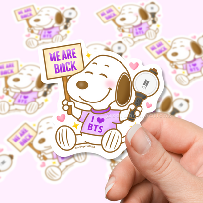 We Are Back Army Puppy Sticker – K-pop Inspired OT7 Comeback Sticker - Glossy Laminated Finish - Bulk Options Available