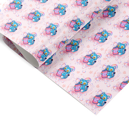 Kpop Tiger Soda Pop Gift Wrap, Cute Pastel Tiger Gift Wrap for Kpop Fans
