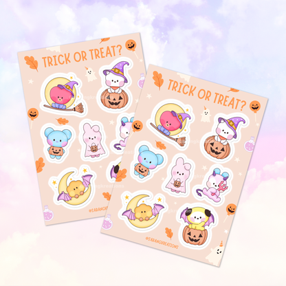 Halloween Bangtannies Sticker Sheet: Trick or Treat, Bangtan Stickers