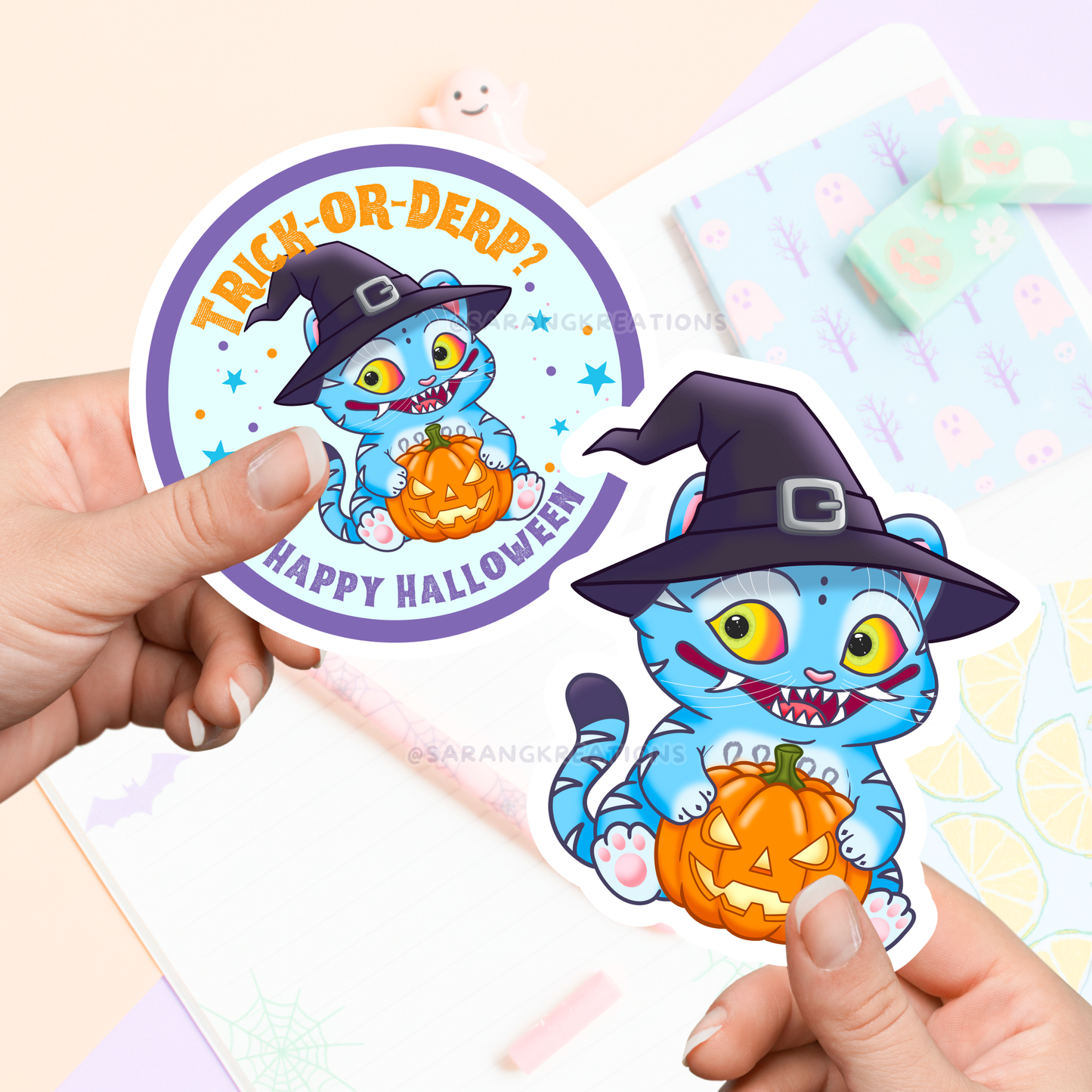 Kpop Demon Tiger Halloween Sticker, Spooky Quality Vinyl Stickers, Glossy Laminated Finish