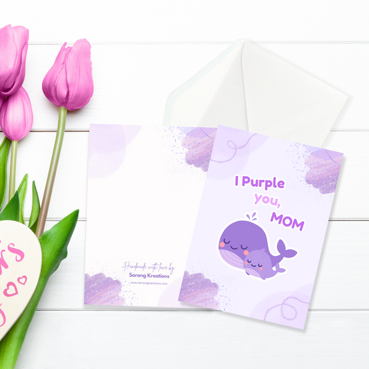 I Purple You Mom Card, 5x7 Greeting Card with Envelope, Kpop Army Gift, Greeting Card for Mothers