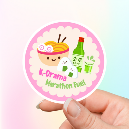 Fun K-Drama Sticker: K-Drama Marathon Fuel - Korean Food Sticker