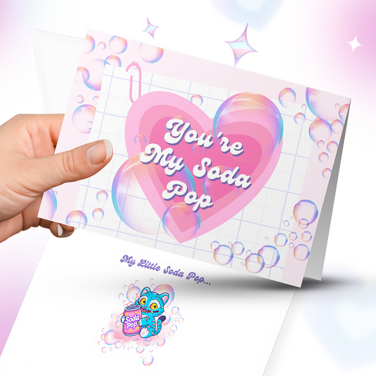 You’re My Soda Pop Greeting Card, Cute Demon Tiger Inside, 5x7 Greeting Card with Envelope