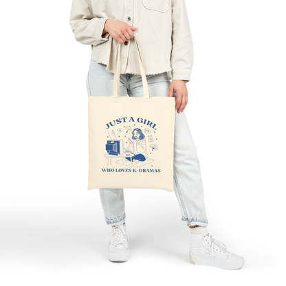 K-Drama Lover Canvas Tote Bag – Just a Girl Who Loves K-Dramas Retro Tote | Korean Drama Fan Gift