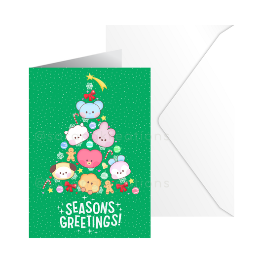Bangtannies Christmas Greeting Card, 5x7 with Envelope, Kpop Army Gift