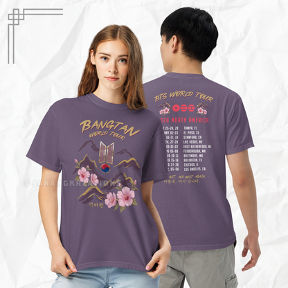 Arirang World Tour 2026 Shirt - OT7 K-pop Inspired Vintage Tee - Mugunghwa Heritage Flower Design - Comfort Colors Vintage T-Shirt - Tour Dates Back Print