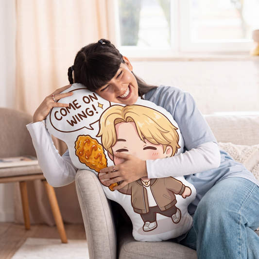 Come On Wing Pillow, Custom Shaped Cushion, Kpop Gift for Army, Plush Accent