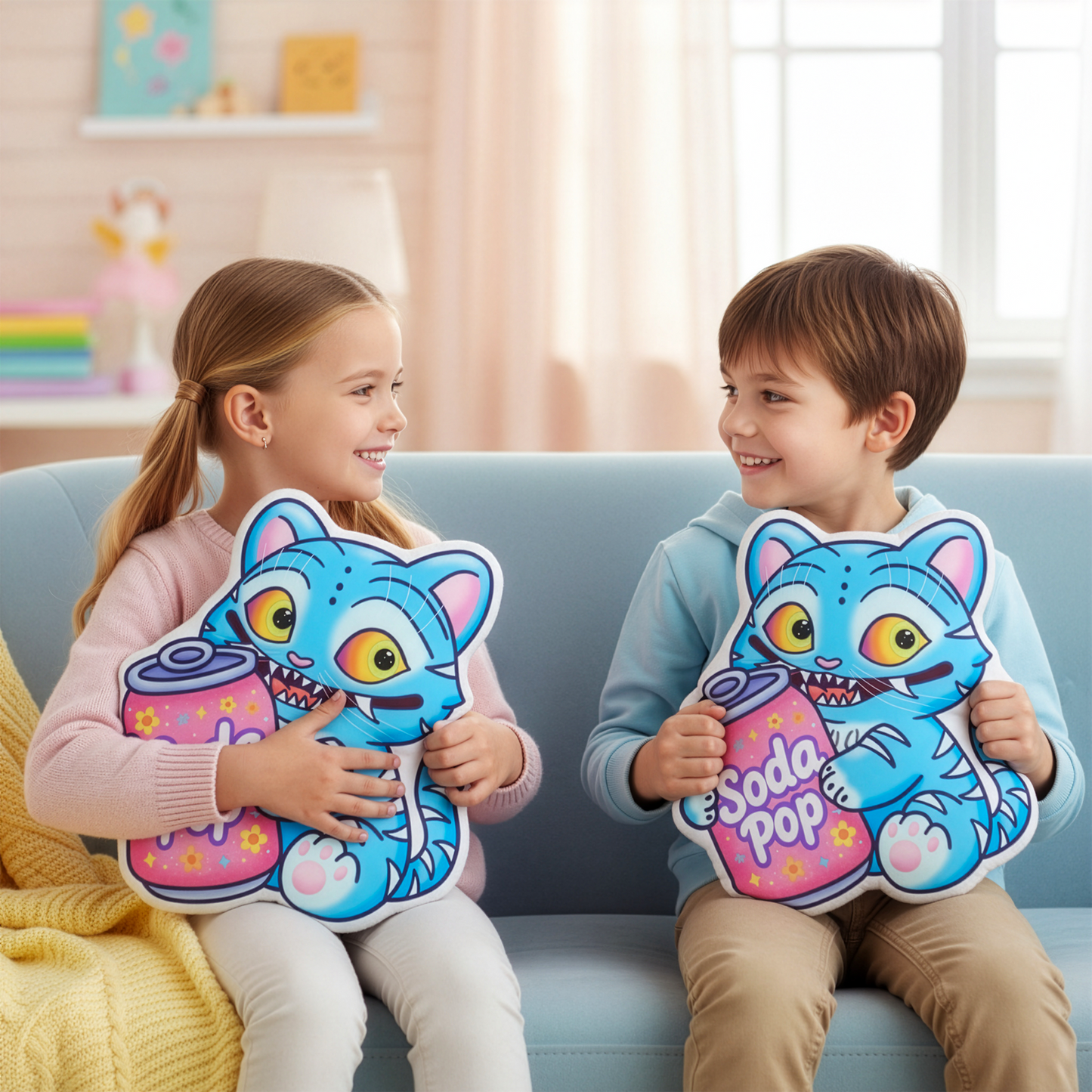 Kpop Demon Tiger Soda Pop Pillow, Custom Shaped Cushion, Kpop Gift for KPDH Fans, Plush Accent