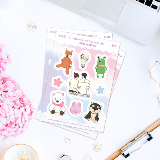 Hidden Love C-Drama Sticker Sheet, Sang Zhi and Duan Jia Xu, Perfect Gift for C-Drama Lovers