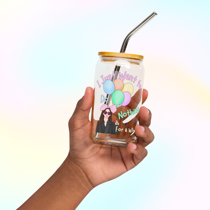 Love Next Door Kdrama Glass Cup - 16oz with Lid and Straw