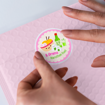 Fun K-Drama Sticker: K-Drama Marathon Fuel - Korean Food Sticker
