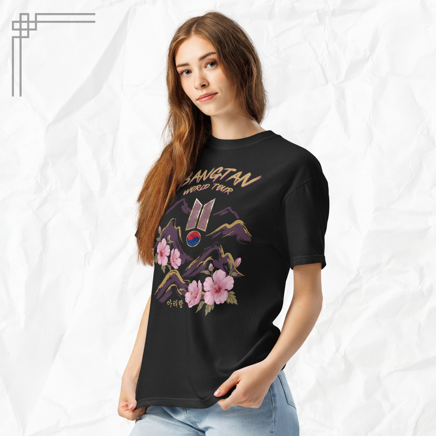 Arirang World Tour 2026 Shirt - OT7 K-pop Inspired Vintage Tee - Mugunghwa Heritage Flower Design - Comfort Colors Vintage T-Shirt - Tour Dates Back Print