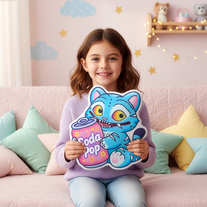 Kpop Demon Tiger Soda Pop Pillow, Custom Shaped Cushion, Kpop Gift for KPDH Fans, Plush Accent