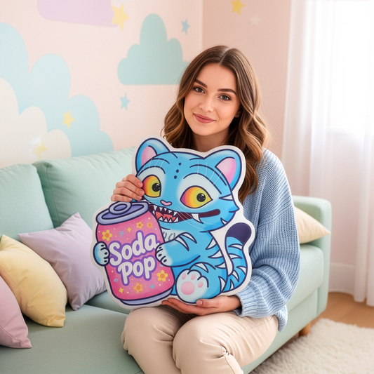 Kpop Demon Tiger Soda Pop Pillow, Custom Shaped Cushion, Kpop Gift for KPDH Fans, Plush Accent