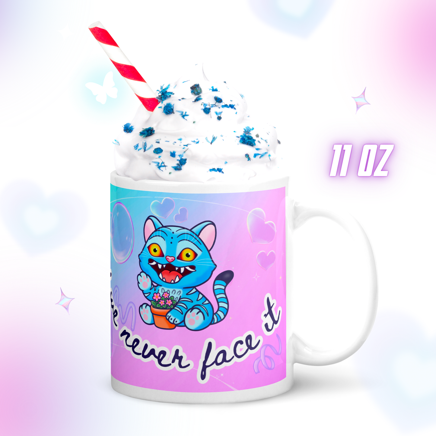 Cute Kpop Demon Tiger Mug - “We Can’t Fix It If We Never Face It” Wraparound Design