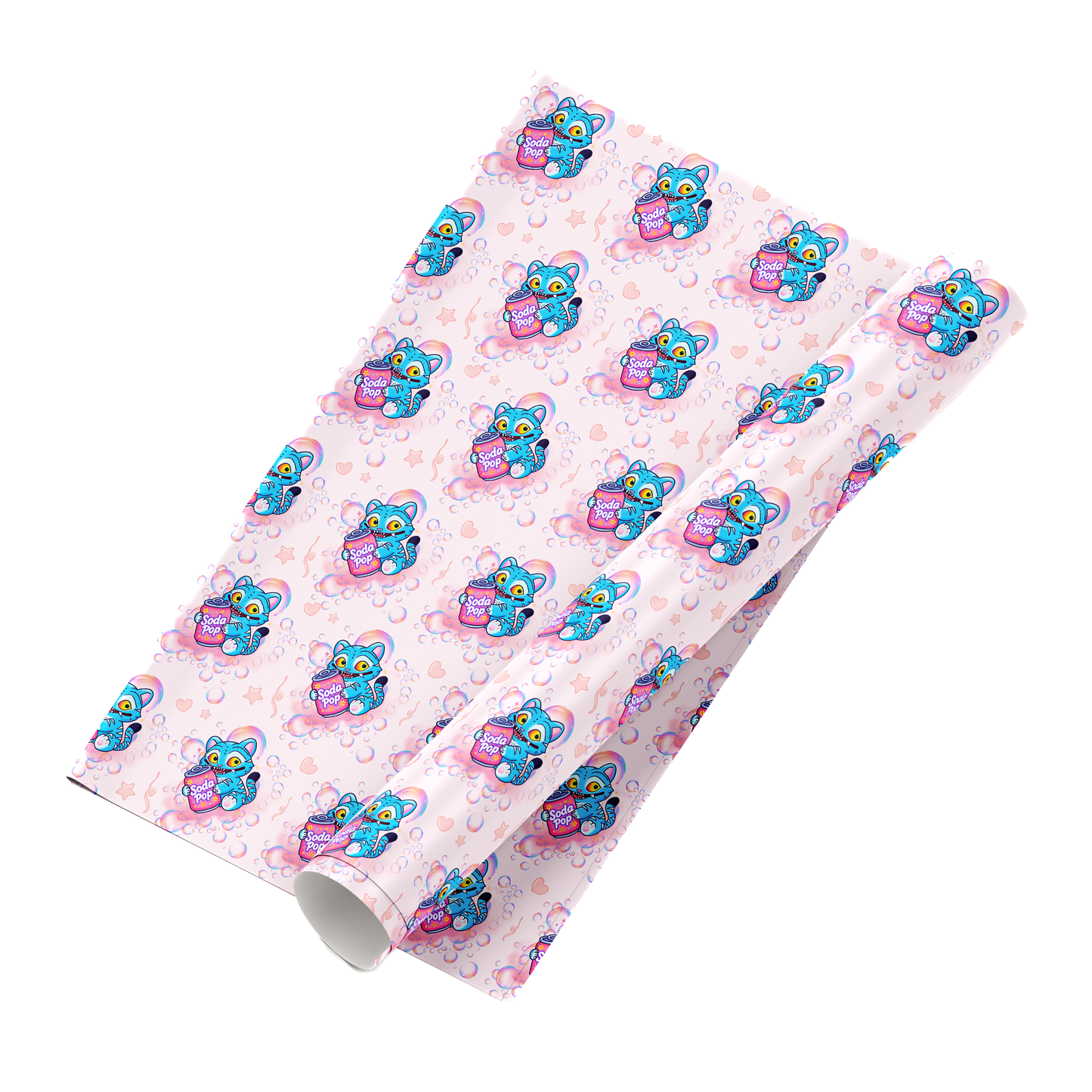 Kpop Demon Tiger Soda Pop Gift Wrap, Cute Pastel Tiger Gift Wrap for Kpop Fans