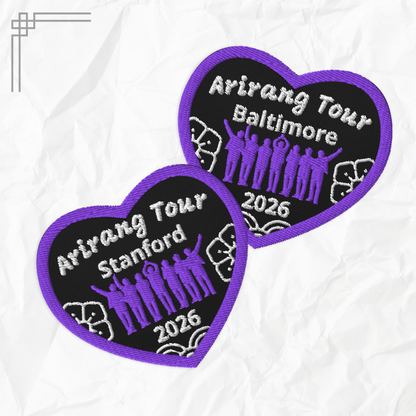 Arirang Tour K-Pop Embroidered Patch – ARMY Concert Iron-On / Sew-On Badge (City & Year Option)