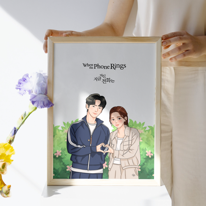 When The Phone Rings Kdrama Art Print, Sa-eon and Hee-joo Love