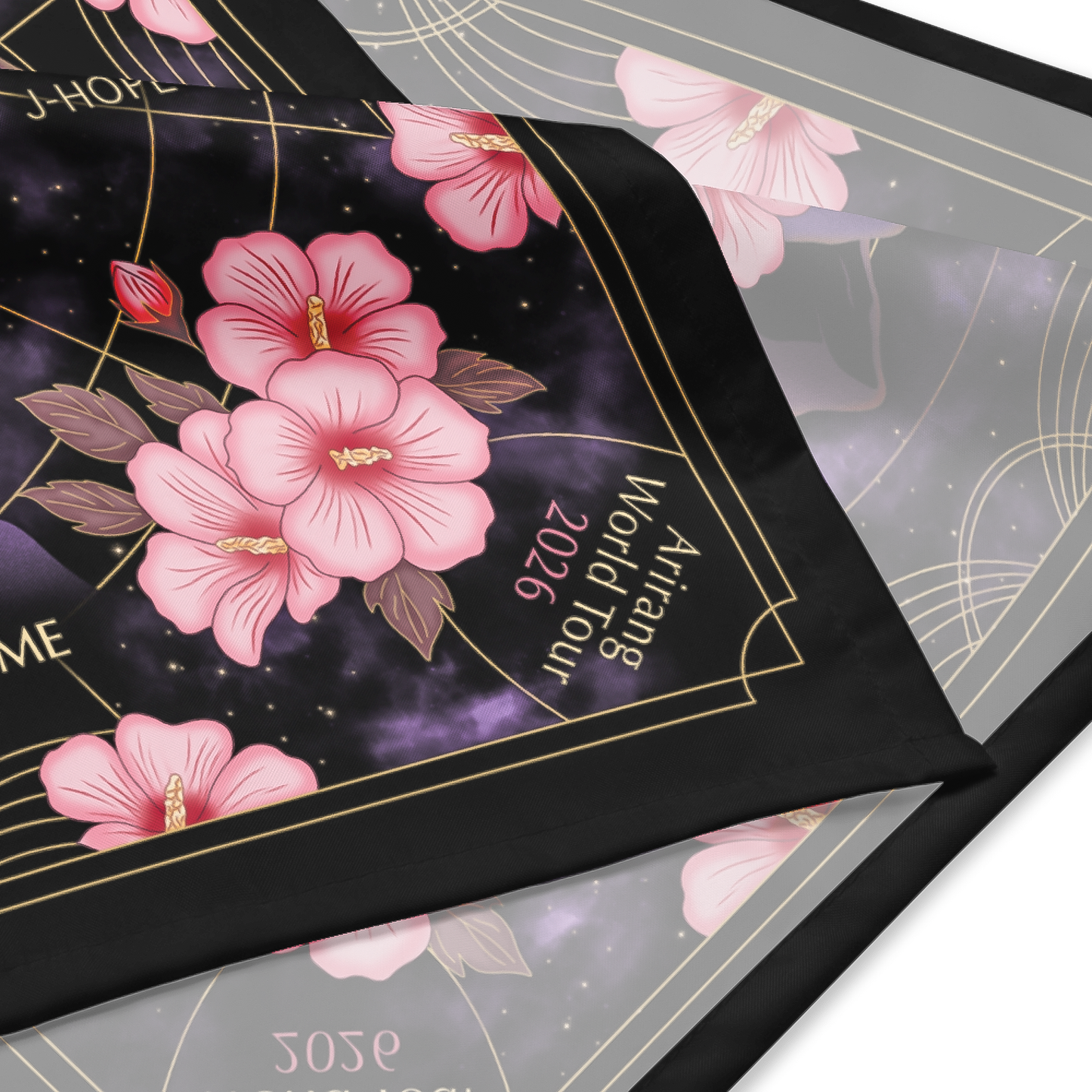 Arirang World Tour 2026 Bandana Scarf – OT7 Inspired Floral Constellation Design – K-pop Concert Outfit Accessory – Korean Aesthetic Head Scarf