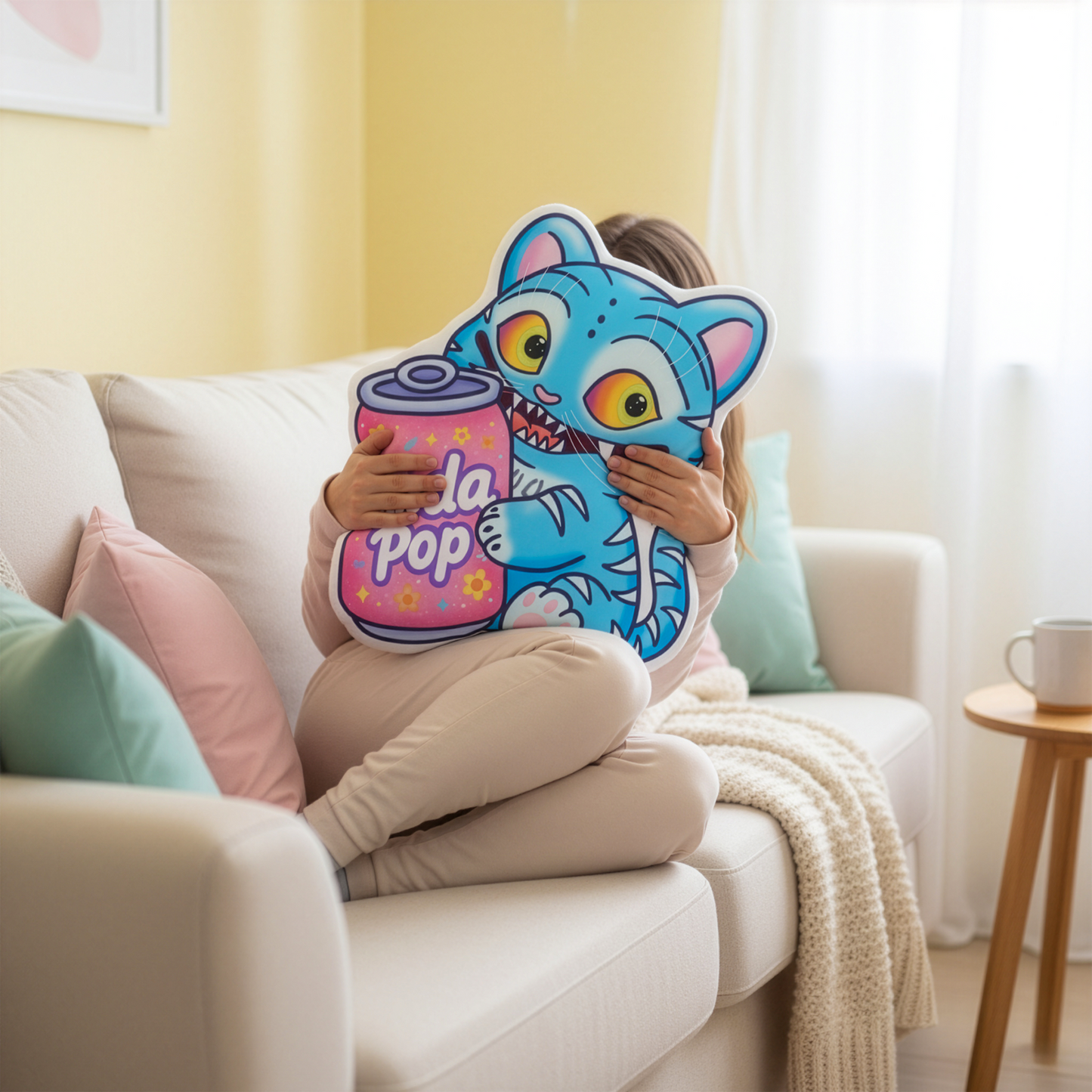 Kpop Demon Tiger Soda Pop Pillow, Custom Shaped Cushion, Kpop Gift for KPDH Fans, Plush Accent