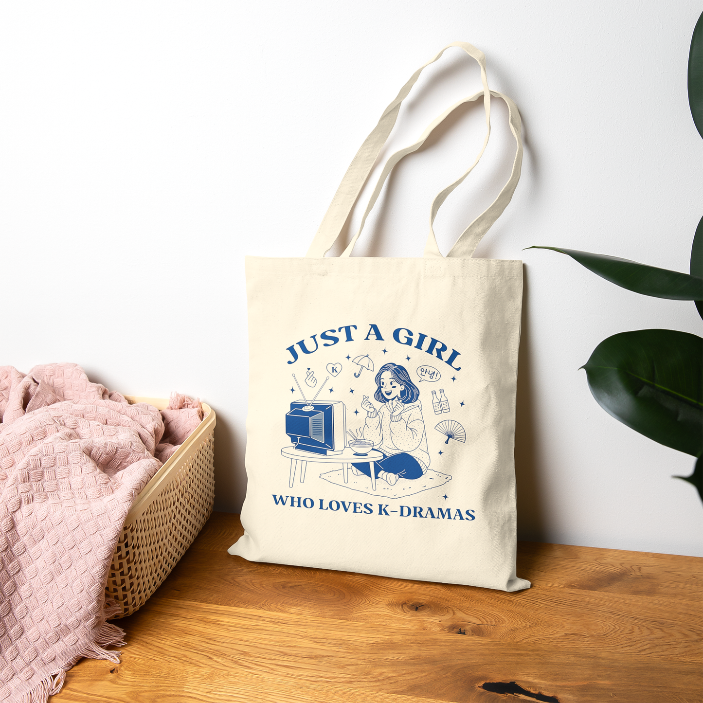 K-Drama Lover Canvas Tote Bag – Just a Girl Who Loves K-Dramas Retro Tote | Korean Drama Fan Gift