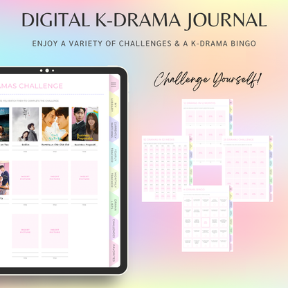 Digital K-Drama Journal, K-Drama Tracker, Korean Drama Planner, Kdrama Tracker, Korean Drama Planner Log, Goodnotes and Notability Journal