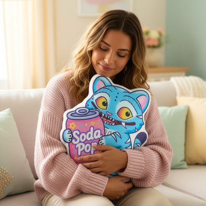 Kpop Demon Tiger Soda Pop Pillow, Custom Shaped Cushion, Kpop Gift for KPDH Fans, Plush Accent